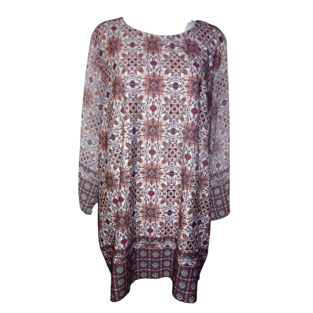 DressBarn Bohemian Long Sleeve Mini Shift Women Dress 2X